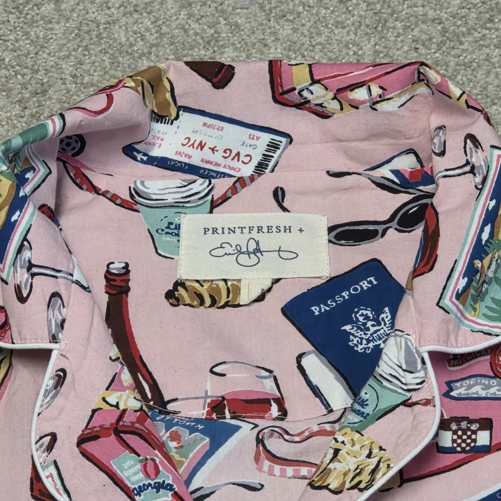 Printfresh x Emily Henry Happy Place Pink Emotional Baggage Short PJ Set Sz M - Picture 4 of 14